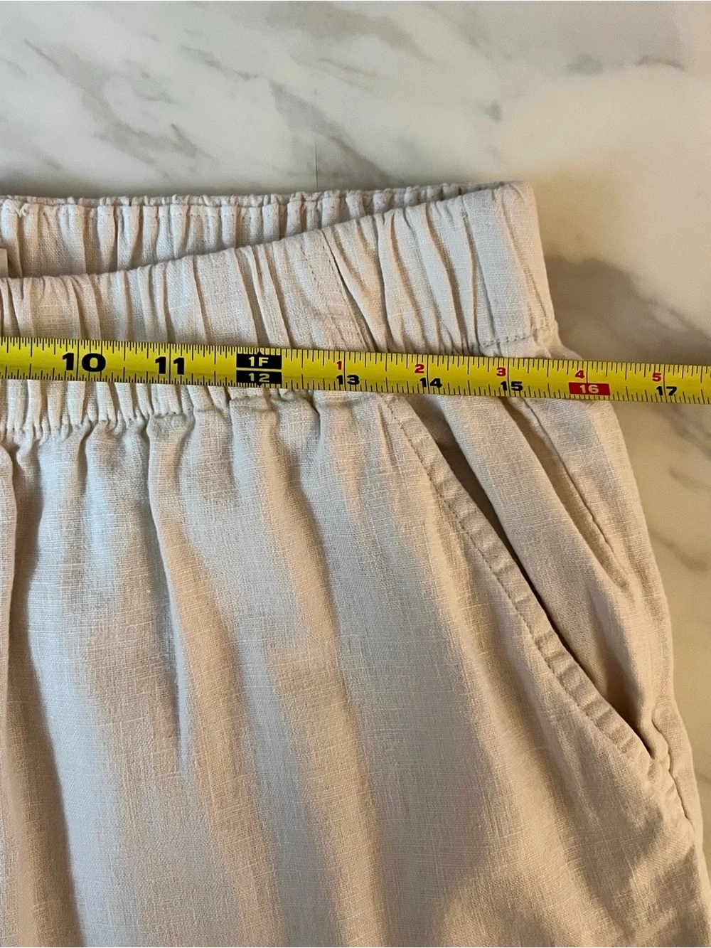 LOFT Outlet High Rise Straight Linen Blend Tan Pants Womens M